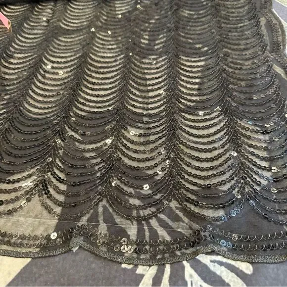 Vintageāblack scalloped sequin scarf lightweight dressy evening EUC - Picture 12 of 16